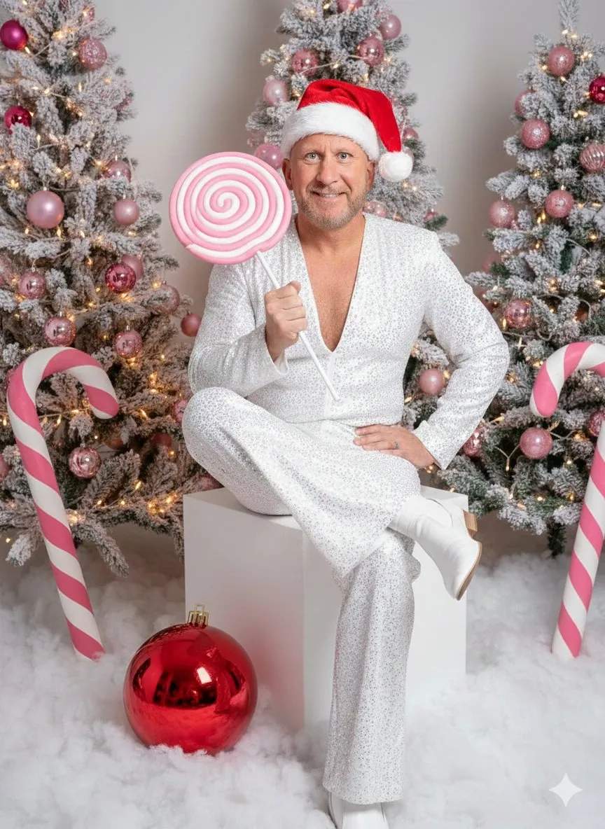 Viral social media AI Candy Cane Trend portrait for Instagram and TikTok