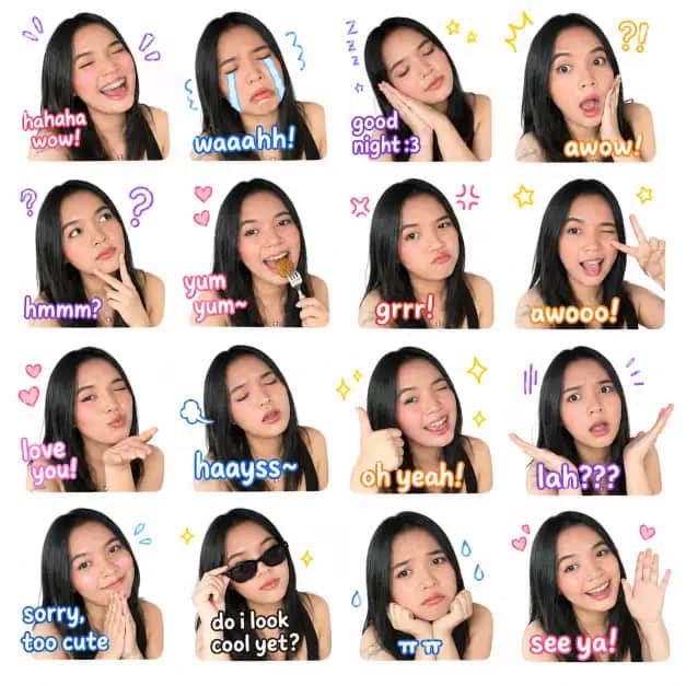 Zalo style sticker featuring a cute expressive face with a clean background