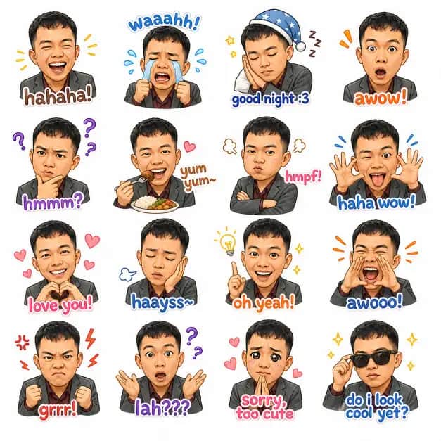 Custom zalo style sticker maker result showing a personalized avatar sticker